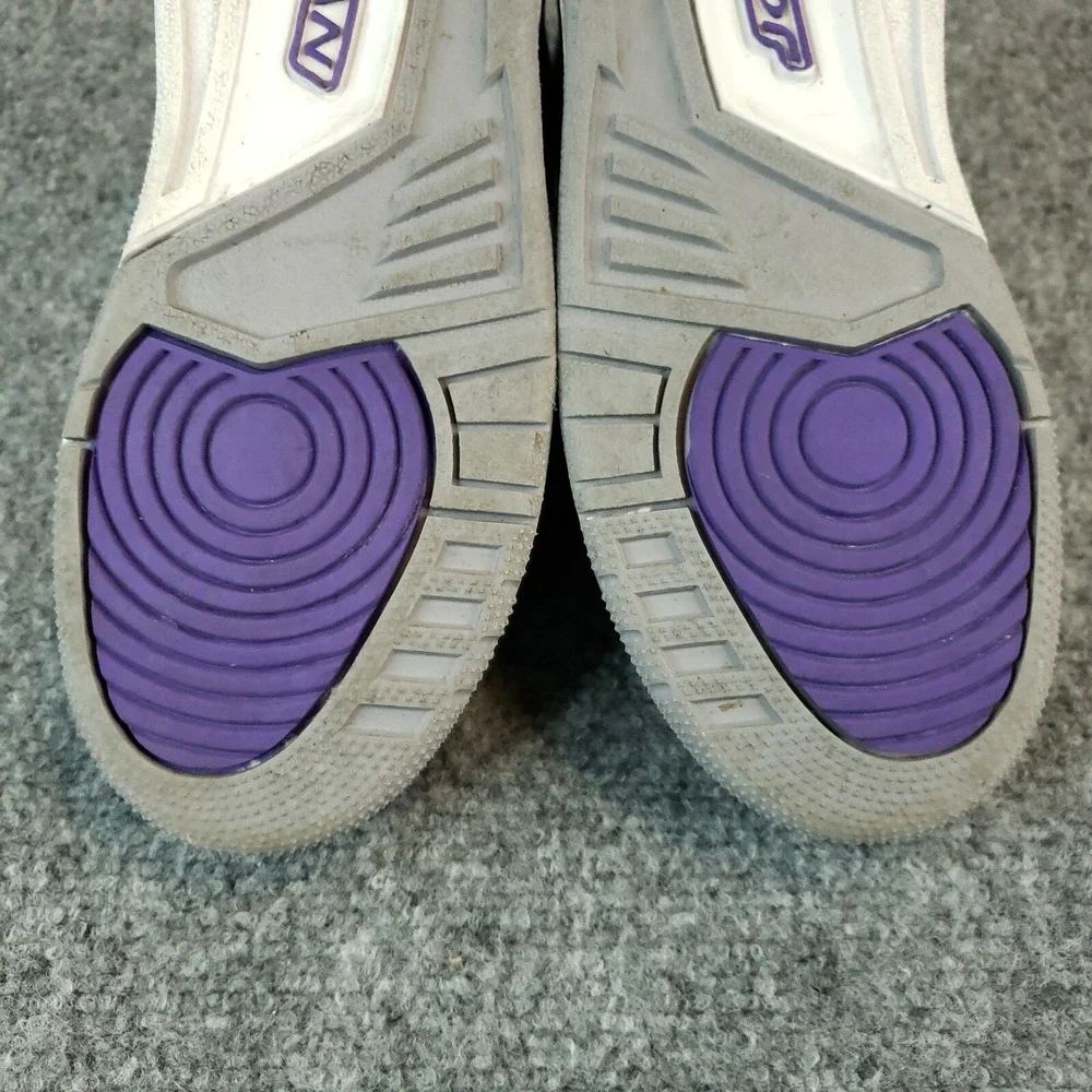 Nike Air Jordan 3 Retro Shoes Youth Boys Size 7 Purple White Sneakers DM0967-105